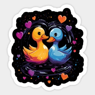 Duck Couple Valentine Sticker